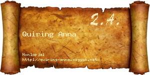 Quiring Anna névjegykártya